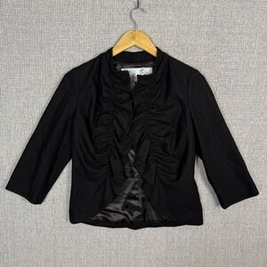 Tabitha Black Wool Blend Ruched Front 3/4 Sleeve Jacket‎ Sz 6 Whimsigoth Fairy